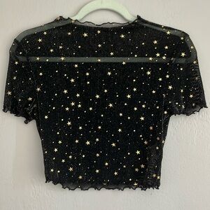 SHEIN Mesh Crop Top Gold Stars Large